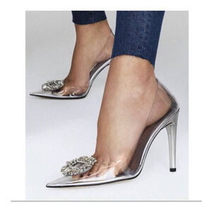 Good American Cinder-Rella Pumps Size 9 Glass Lucite GA275JPB-E